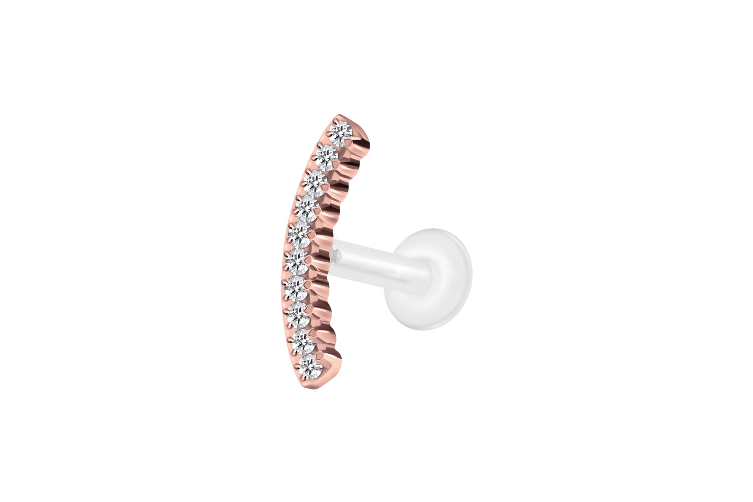 PTFE Labret Piercing mit Innengewinde + Titan-Aufsatz KRISTALLBOGEN